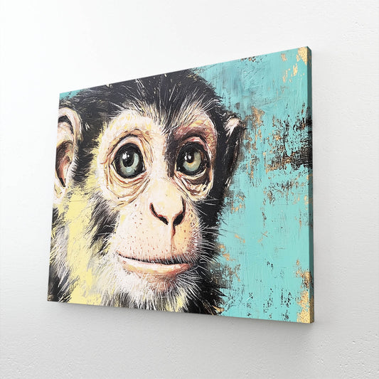 Weathered Teal Portrait Monkey Art – weathered teal portrait monkey canvas print