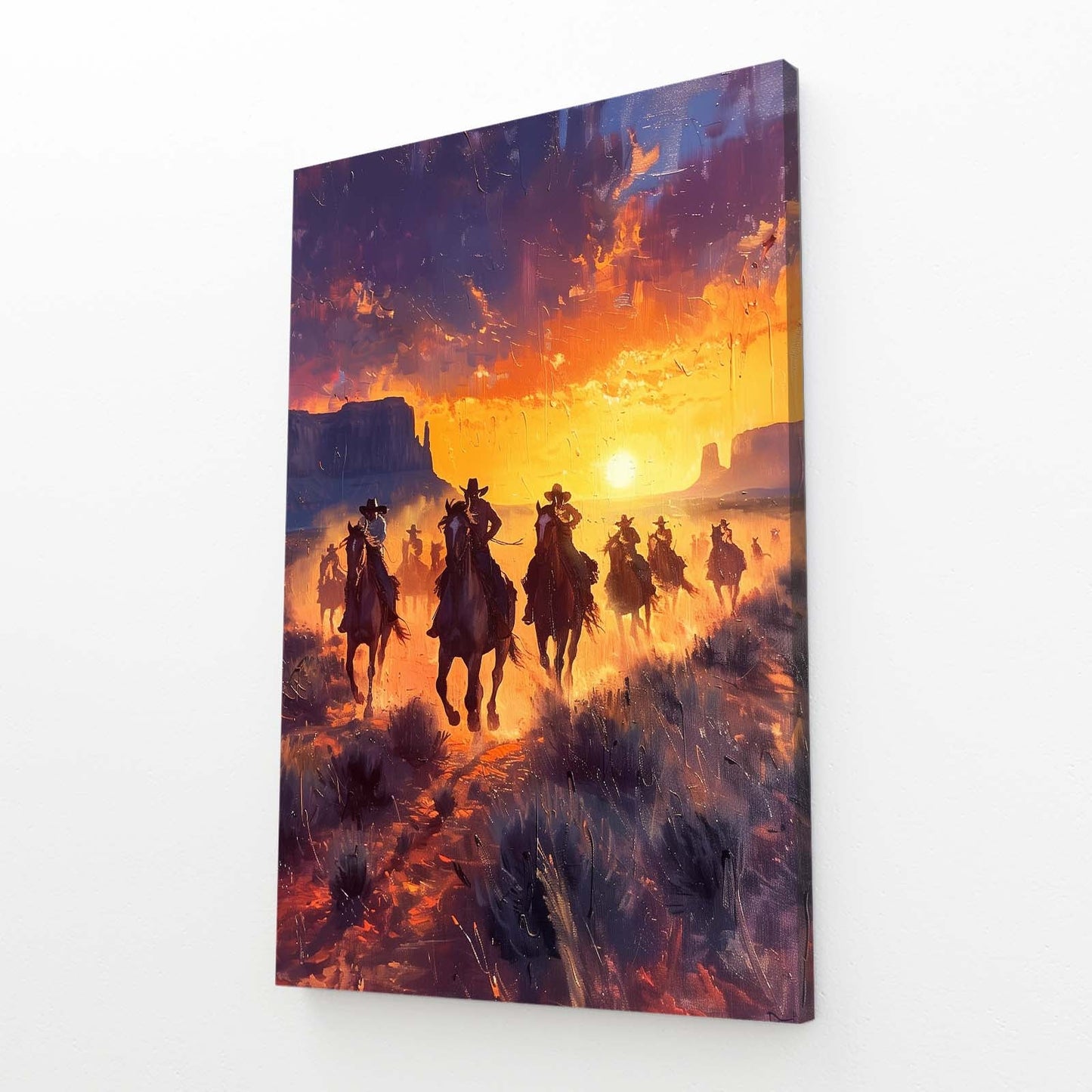 Western Horse Wall Art – angled canvas view on white background