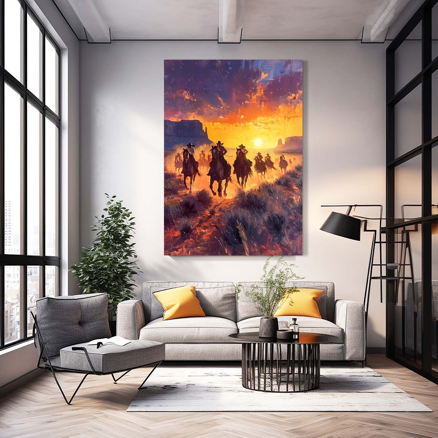 Western Horse Wall Art – angled canvas view on white background