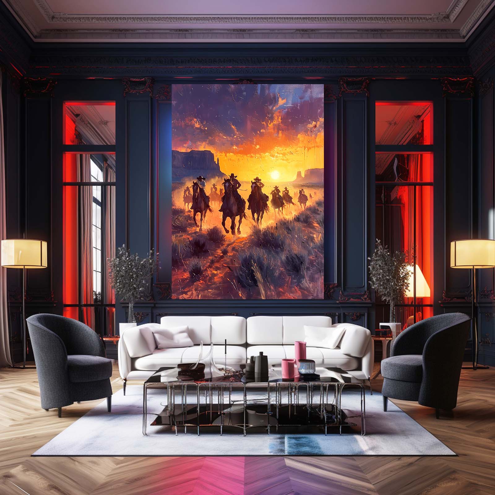 Western Horse Wall Art – angled canvas view on white background