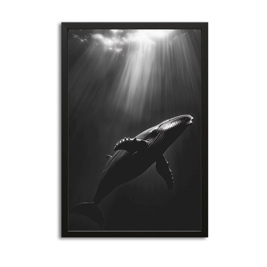 Whale Art Black And White – canvas print on white background