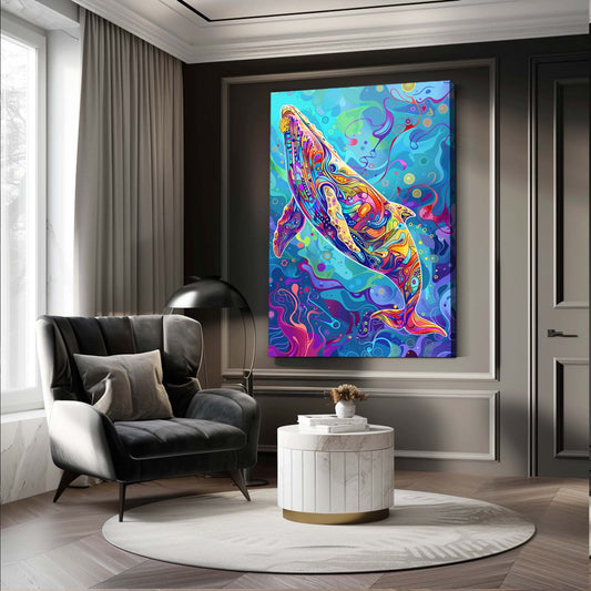 Whale Art Print — abstract canvas print in blue tones, view 3