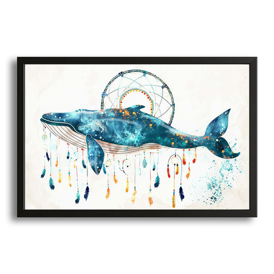 Whale Dreamcatcher Art – canvas print on white background