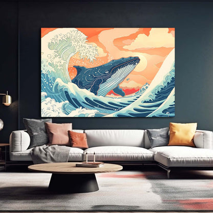 Whale Jumping Out Of Water Art