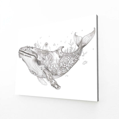 Whale Line Art Floral