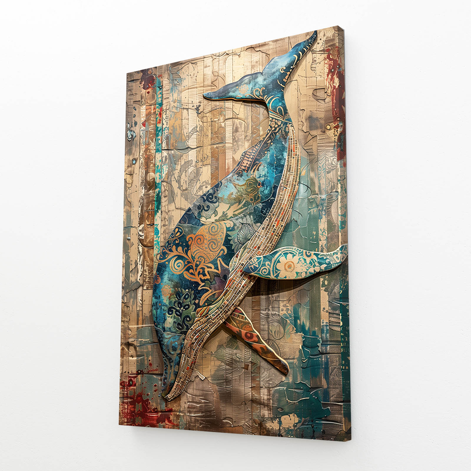 Whale Mosaic Folk Art