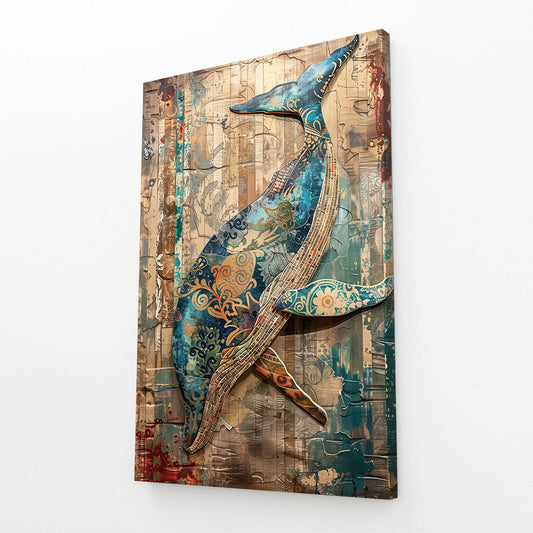 Whale Mosaic Folk Art