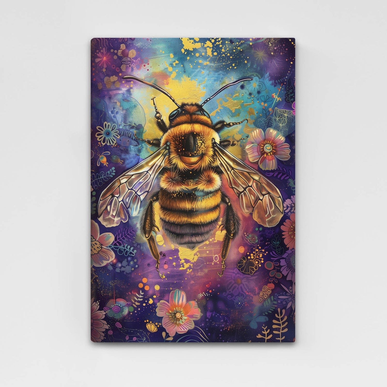 Whimsical Bee Art — abstract canvas print in orange tones