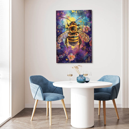 Whimsical Bee Art — abstract canvas print in orange tones, view 3