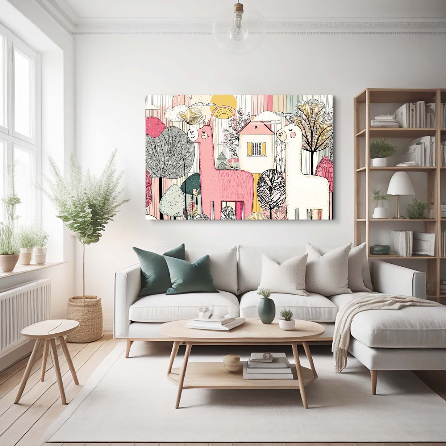 Whimsical Farm Animals Farmhouse Wall Decor – styled in a furnished interior