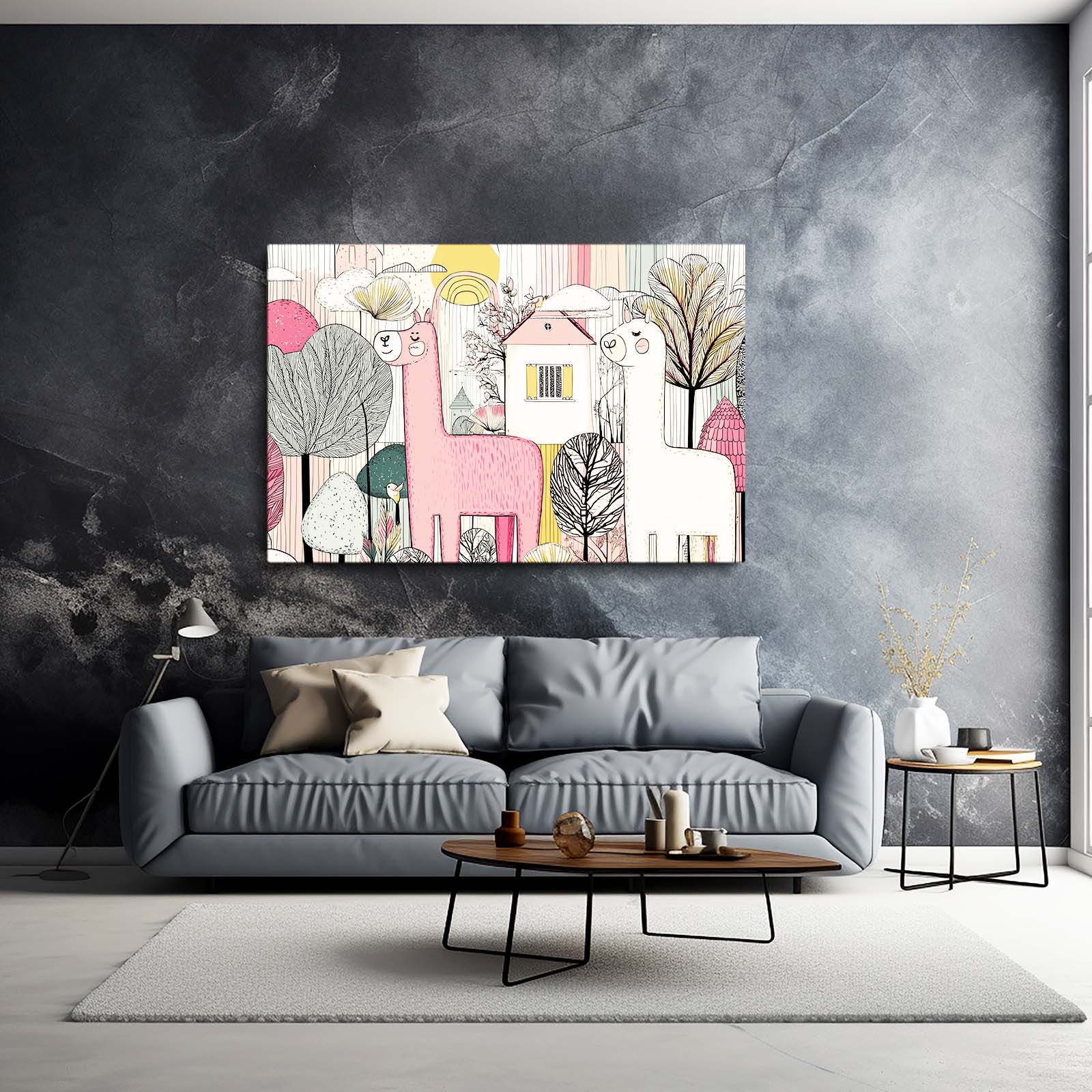 Whimsical Farm Animals Farmhouse Wall Decor – styled in a furnished interior