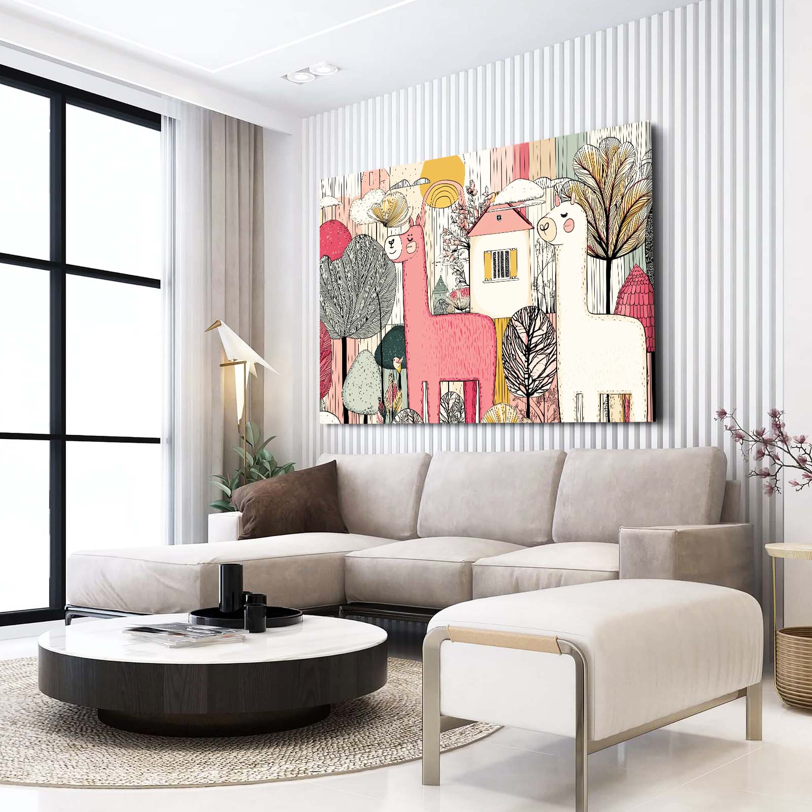 Whimsical Farm Animals Farmhouse Wall Decor – styled in a furnished interior