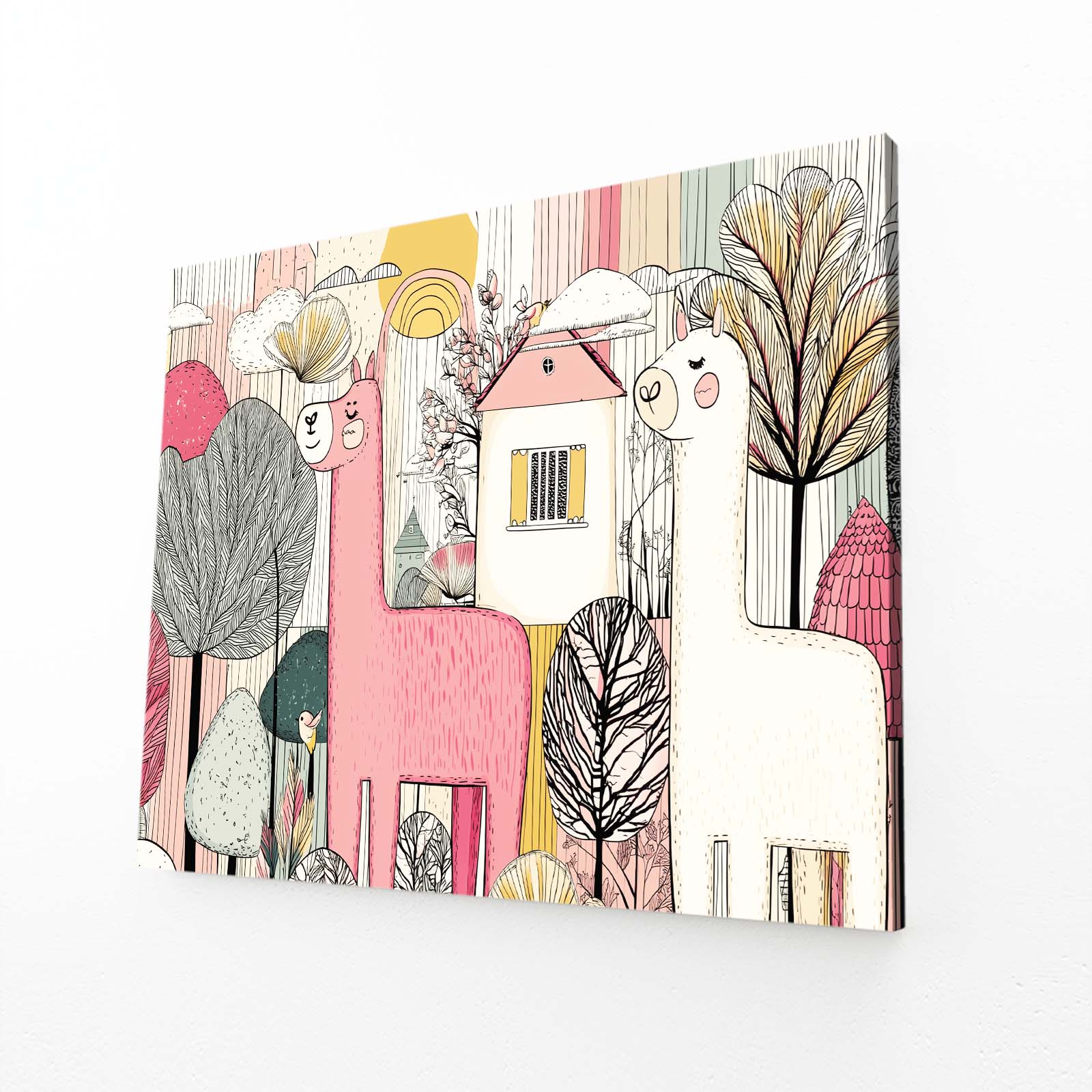 Whimsical Farm Animals Farmhouse Wall Decor – angled canvas view on white background