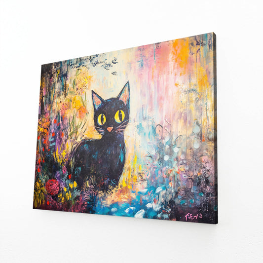 Whimsical Garden Cat Wall Art