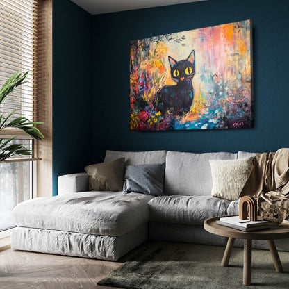 Whimsical Garden Cat Wall Art