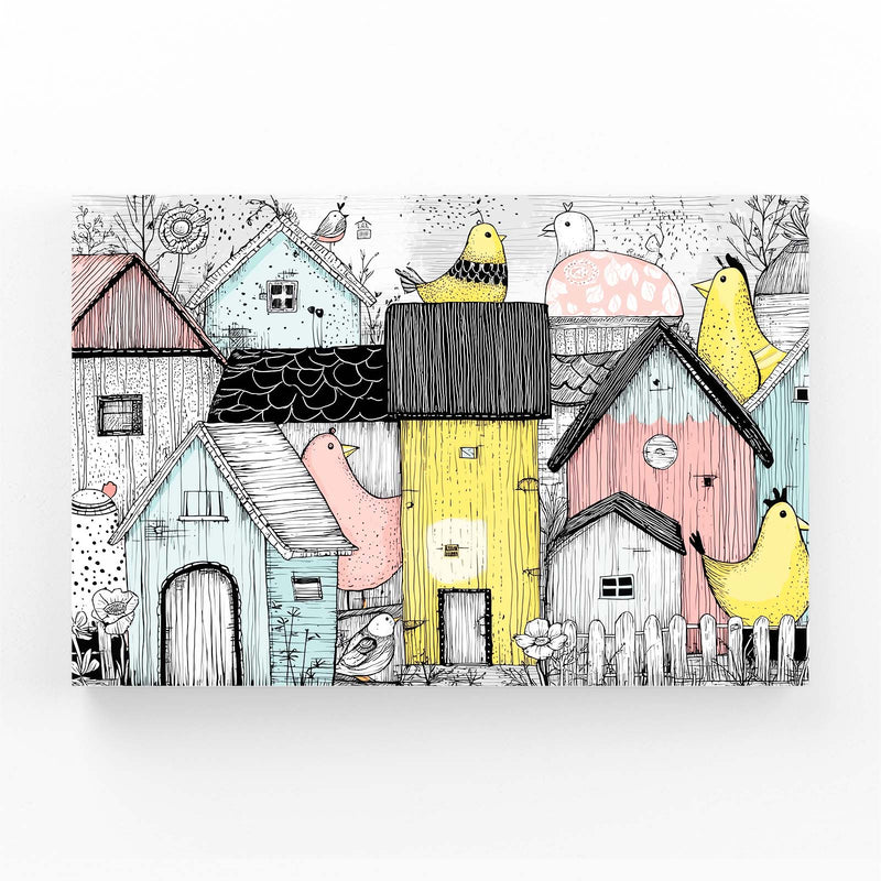 Whimsical Village Farmhouse Canvas Art – whimsical village farmhouse canvas print