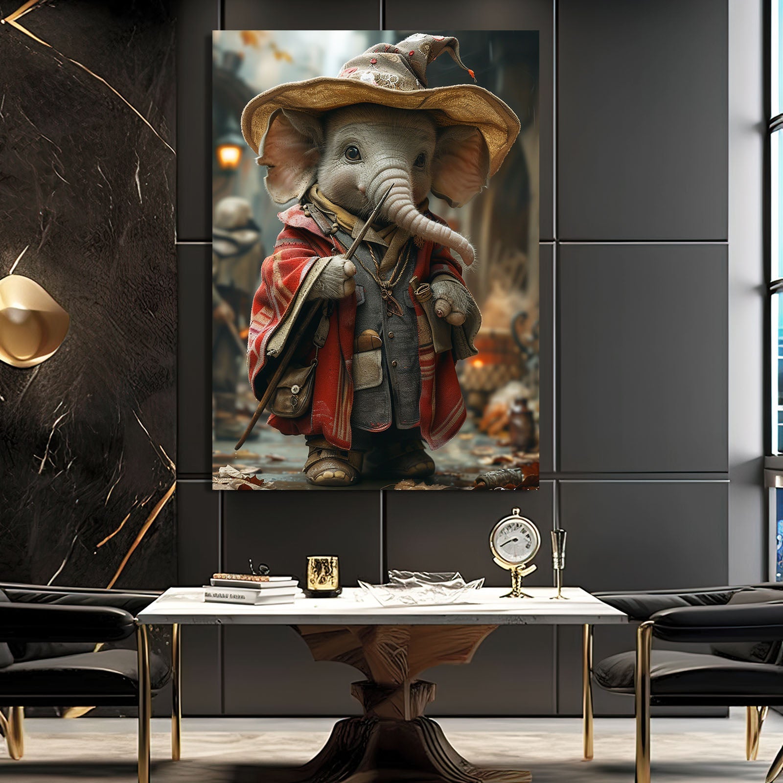 Whimsical Wizard Elephant Art