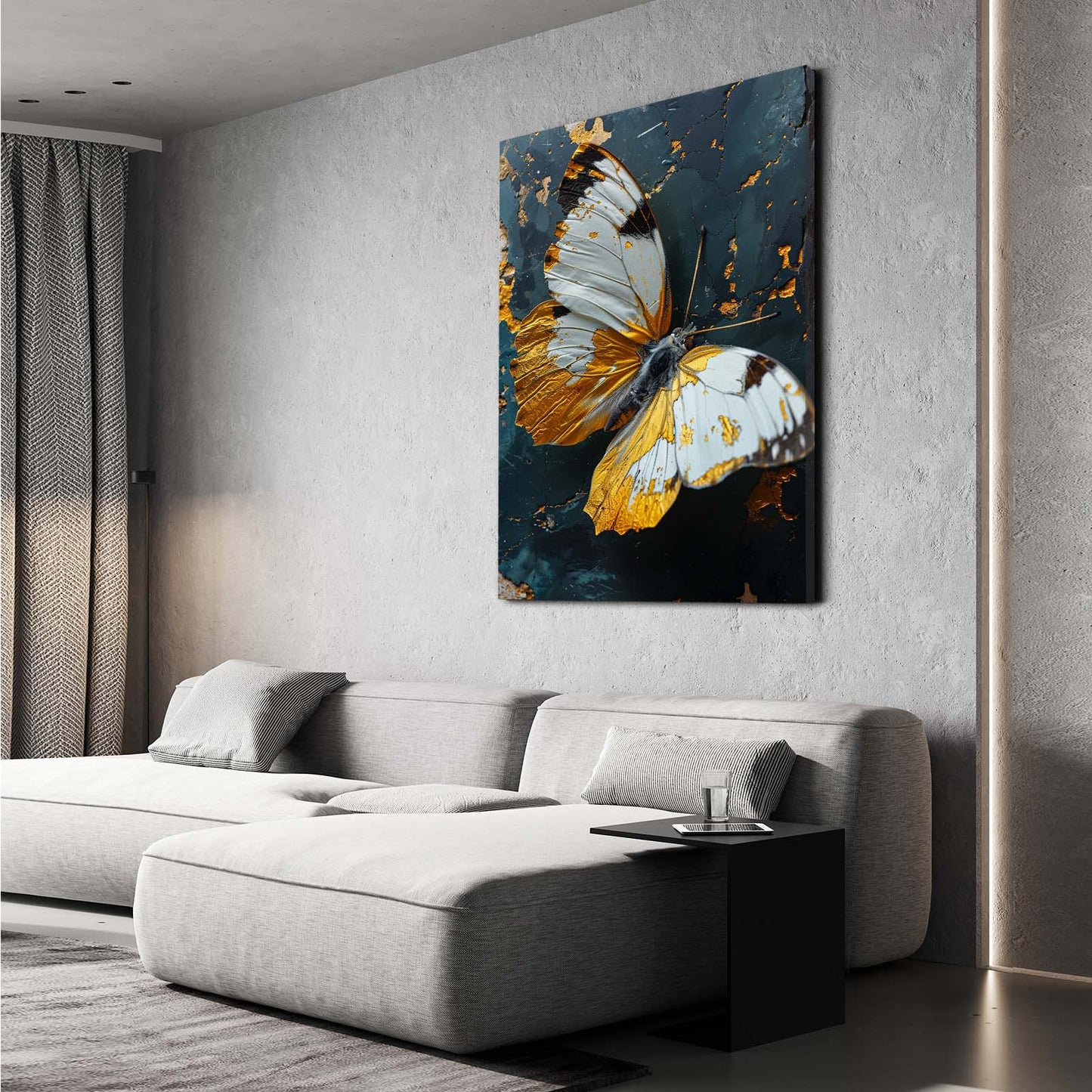 White And Gold Butterfly Wall Art