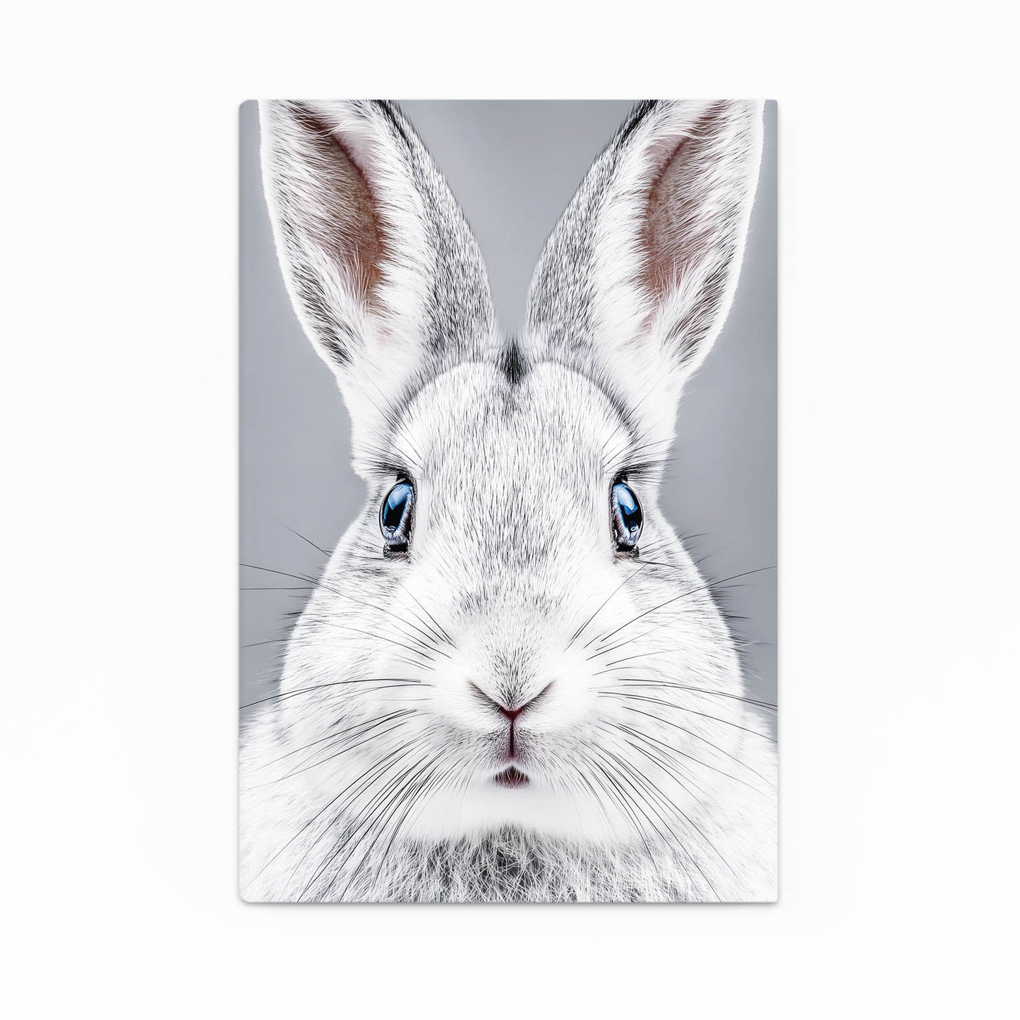 White Bunny Art – angled canvas view on white background