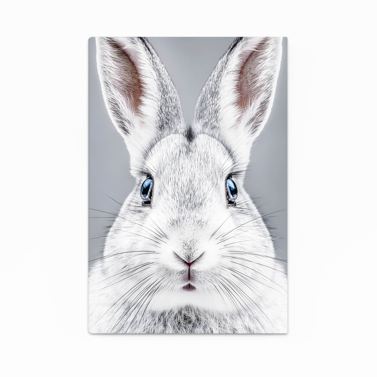 White Bunny Art – angled canvas view on white background
