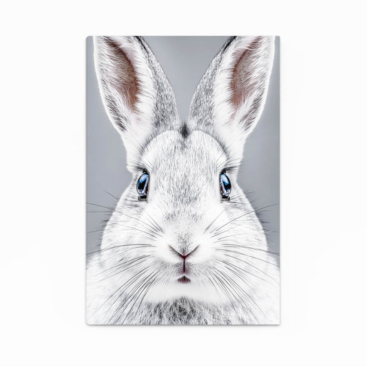 White Bunny Art – angled canvas view on white background