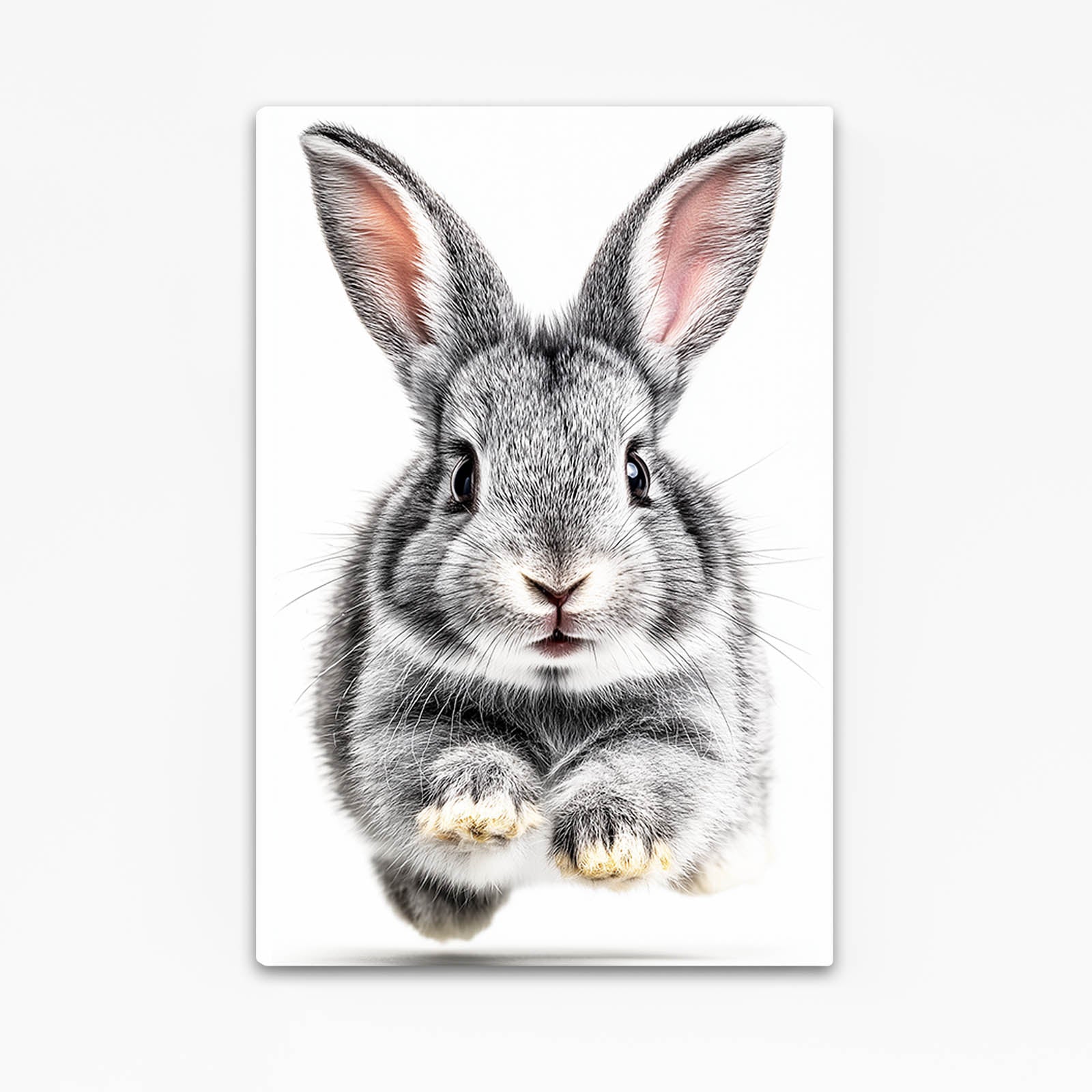 White Bunny Wall Art – angled canvas view on white background