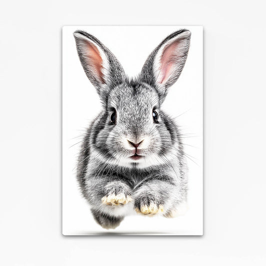 White Bunny Wall Art – angled canvas view on white background
