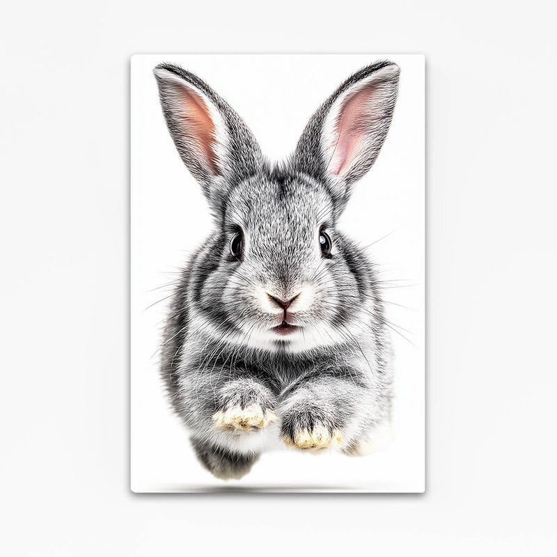 White Bunny Wall Art – angled canvas view on white background