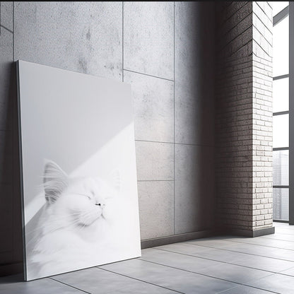 White Cat Sleeping in Light Art