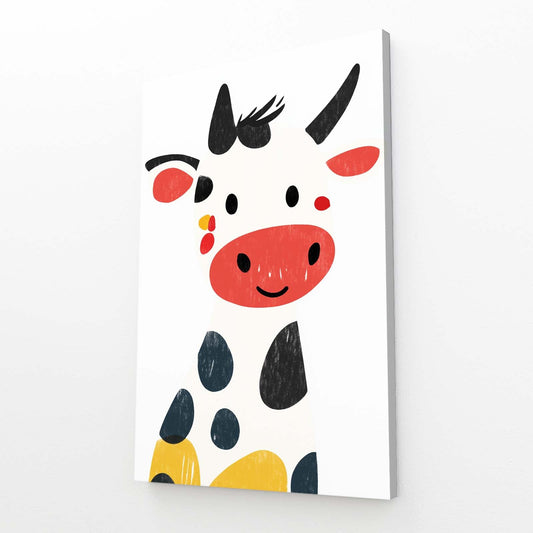 White Cow Art – angled canvas view on white background