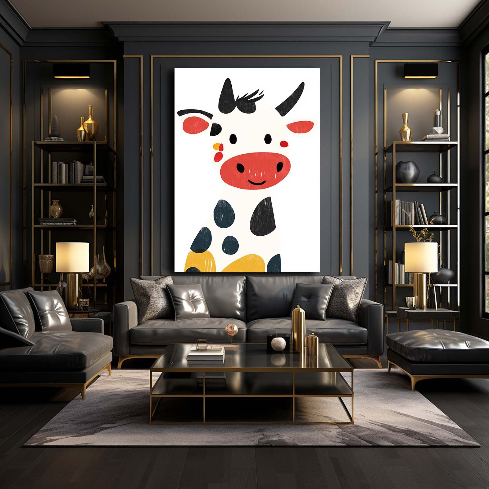 White Cow Art – angled canvas view on white background
