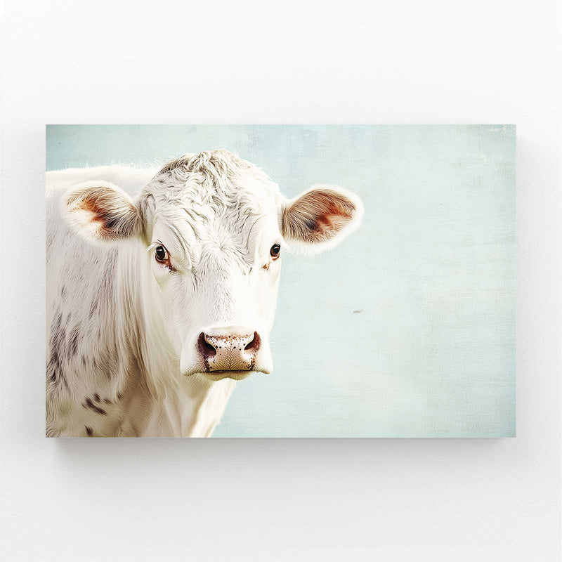 White Cow Canvas – angled canvas view on white background