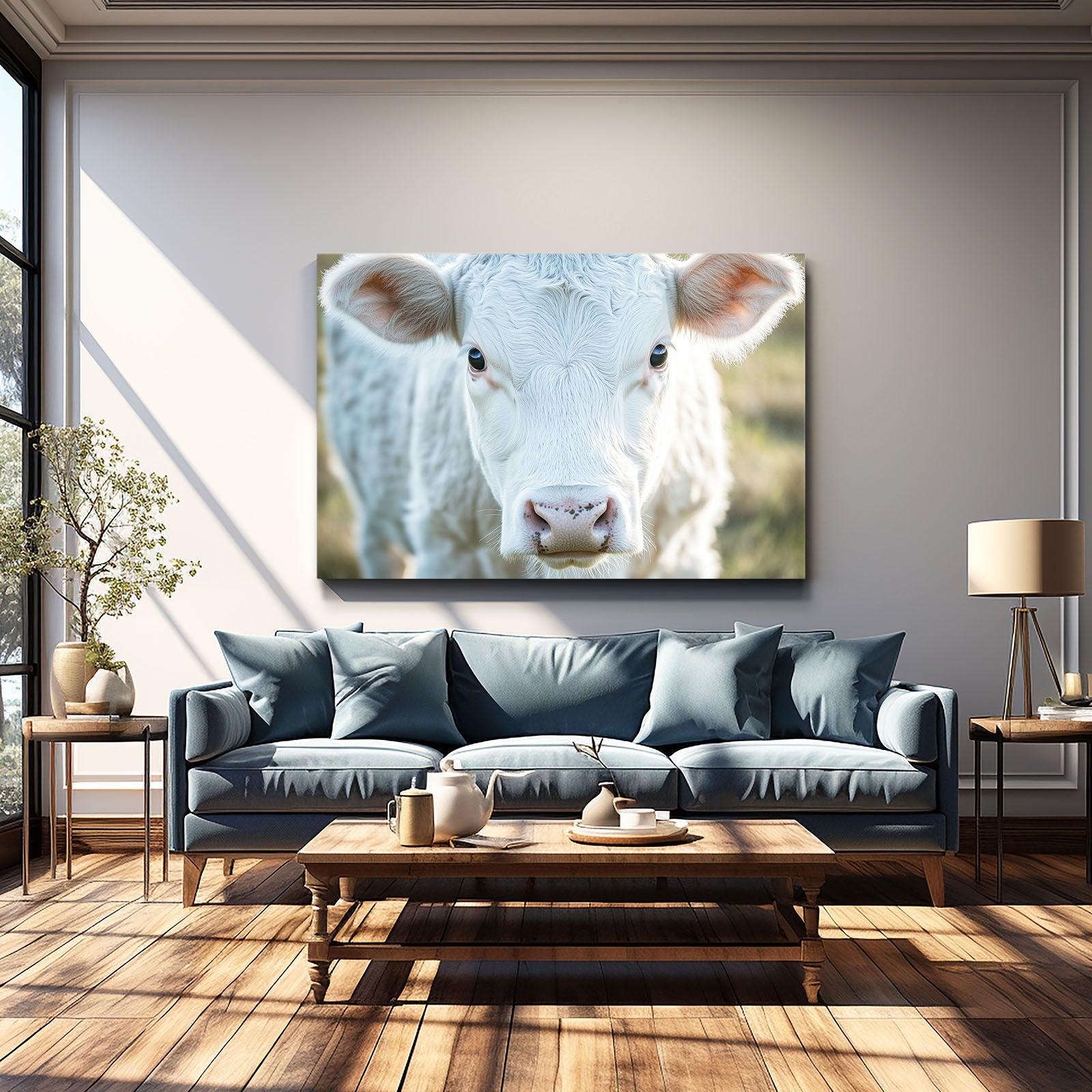 White Cow Prints – angled canvas view on white background