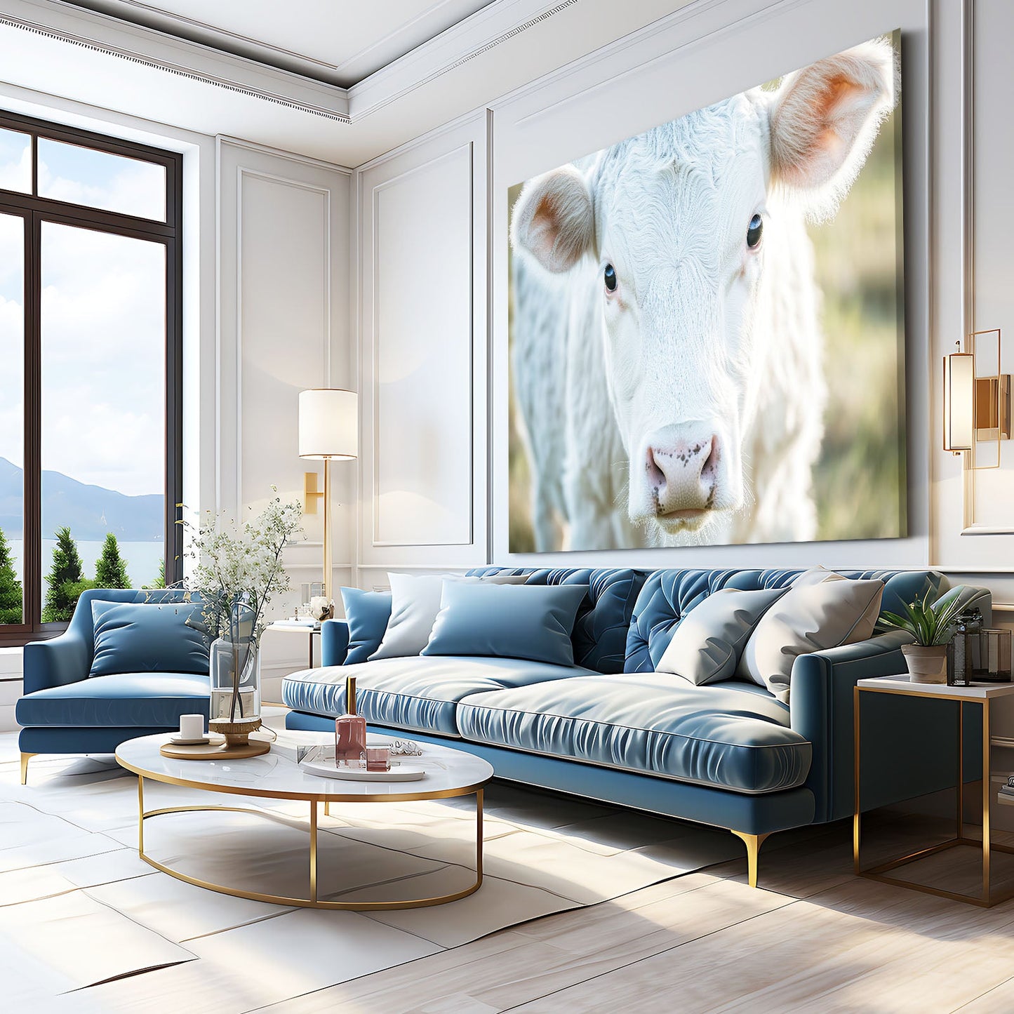 White Cow Prints – angled canvas view on white background