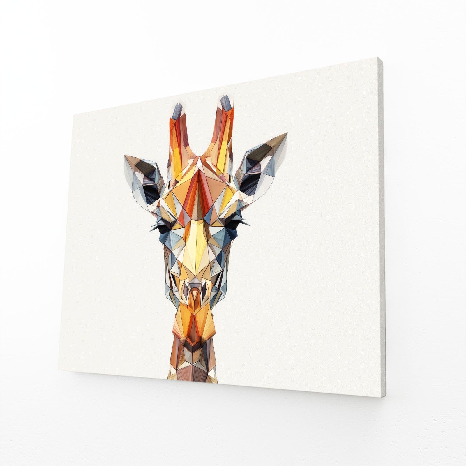 Geometric giraffe head art on a white background