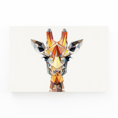 Geometric giraffe head sculpture on a white background