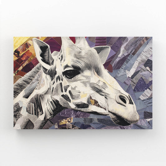 Giraffe mosaic art piece on a textured background