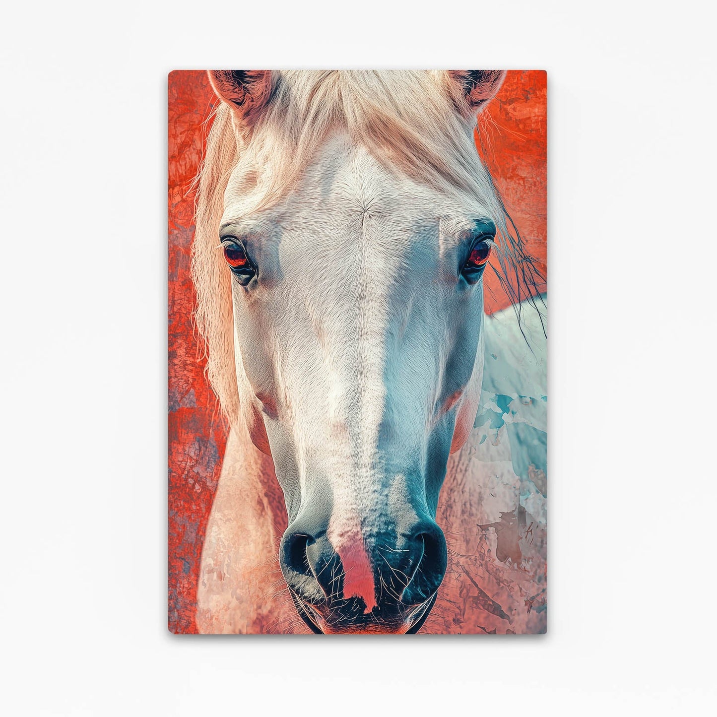 White Head Horse Wall Art – angled canvas view on white background