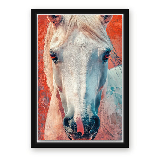 White Head Horse Wall Art – with Premium Black wood frame