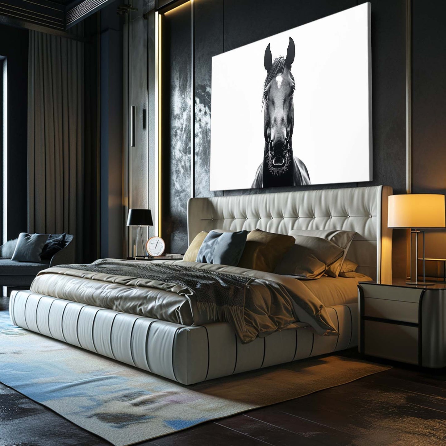 White Horse Canvas – angled canvas view on white background