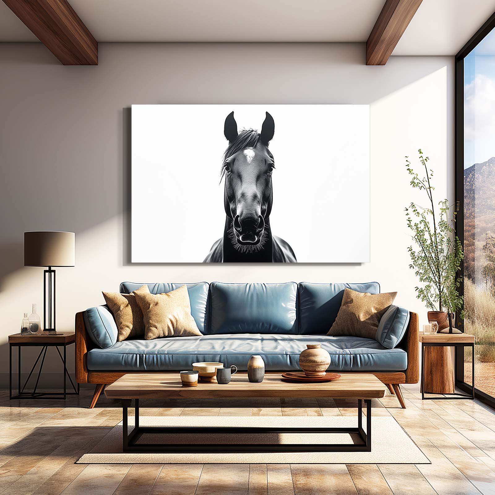 White Horse Canvas – angled canvas view on white background