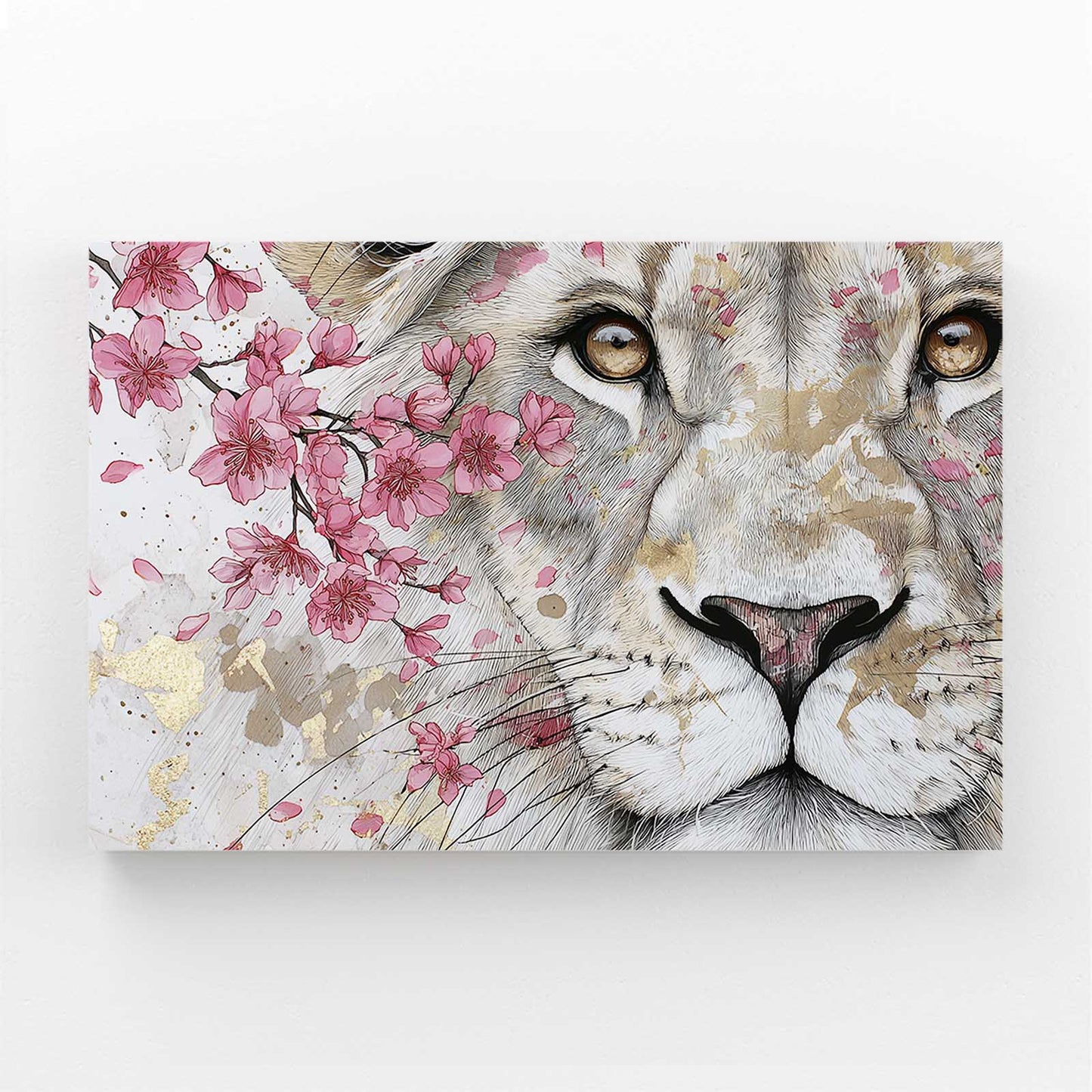 White Lion Cherry Blossom Wall Art – white lion cherry blossom canvas print