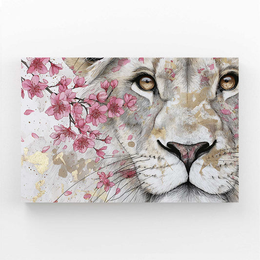 White Lion Cherry Blossom Wall Art – white lion cherry blossom canvas print