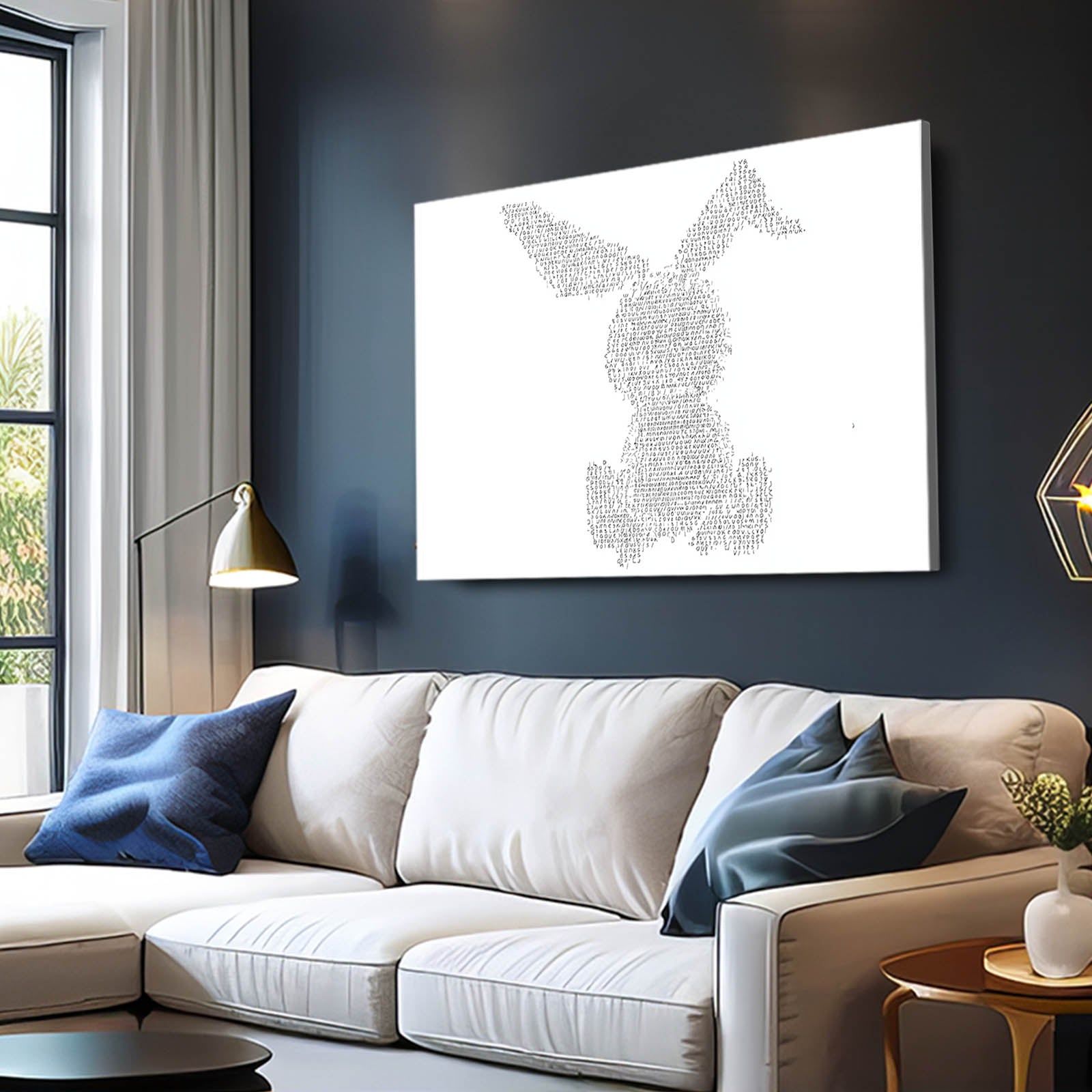 White Rabbit Canvas Art – angled canvas view on white background