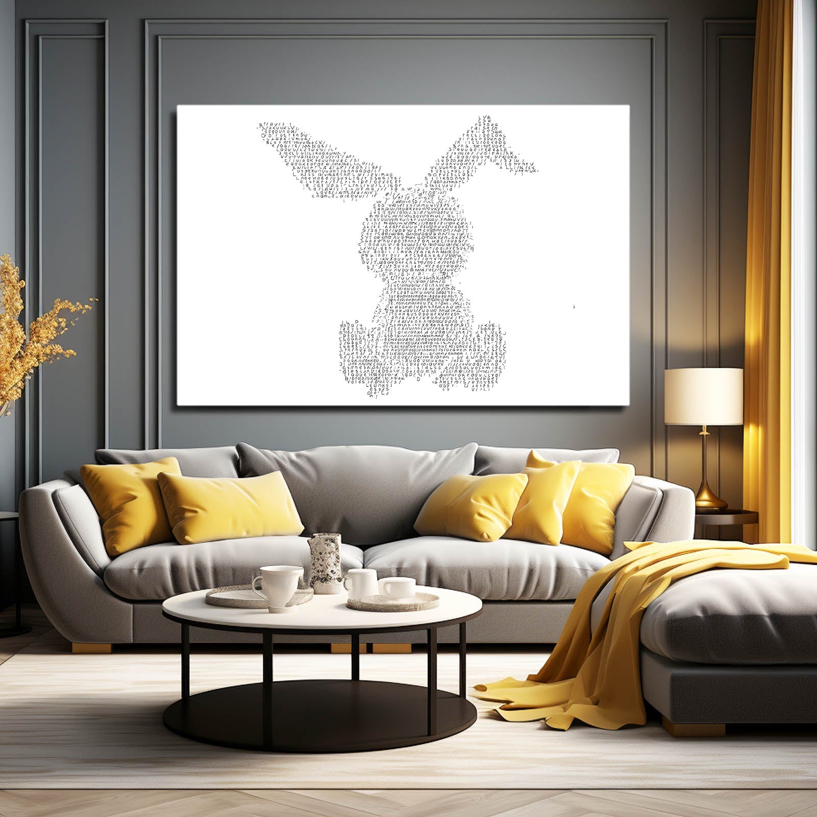 White Rabbit Canvas Art – angled canvas view on white background