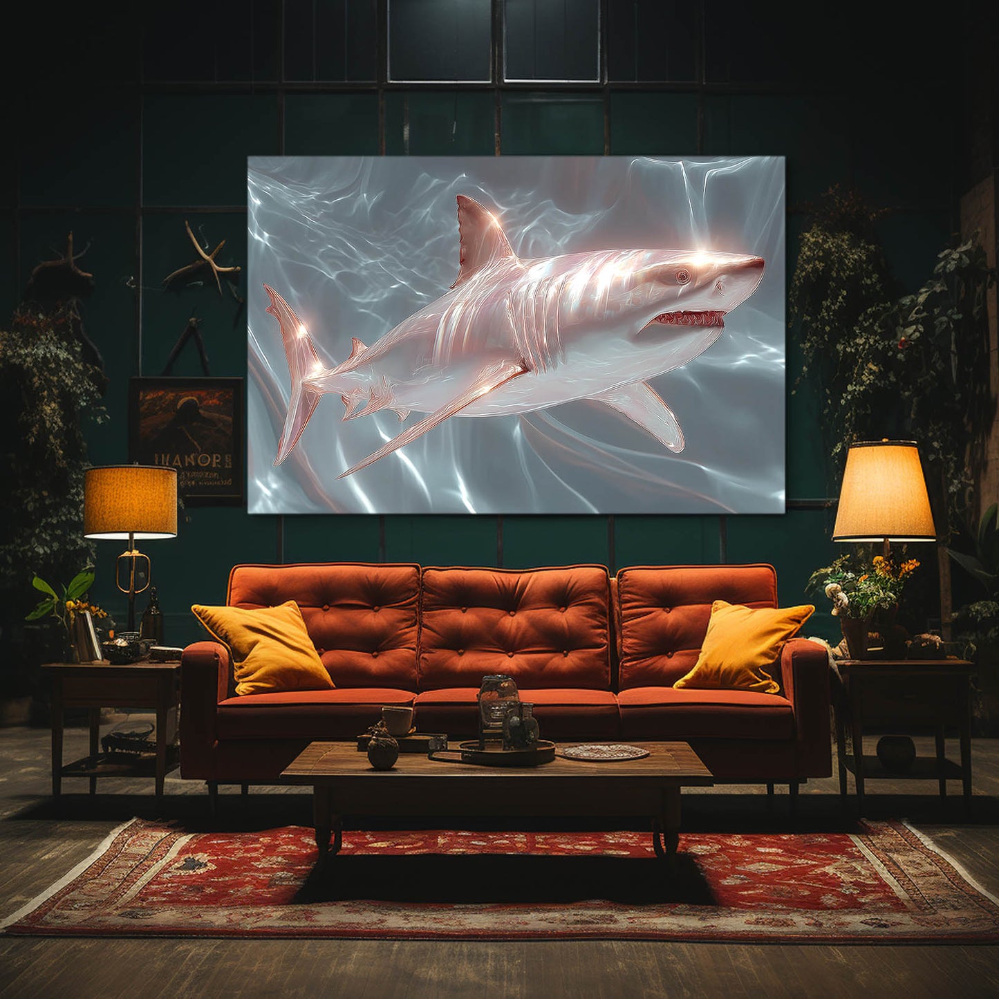 White Silk Shark Canvas – styled in a furnished interior