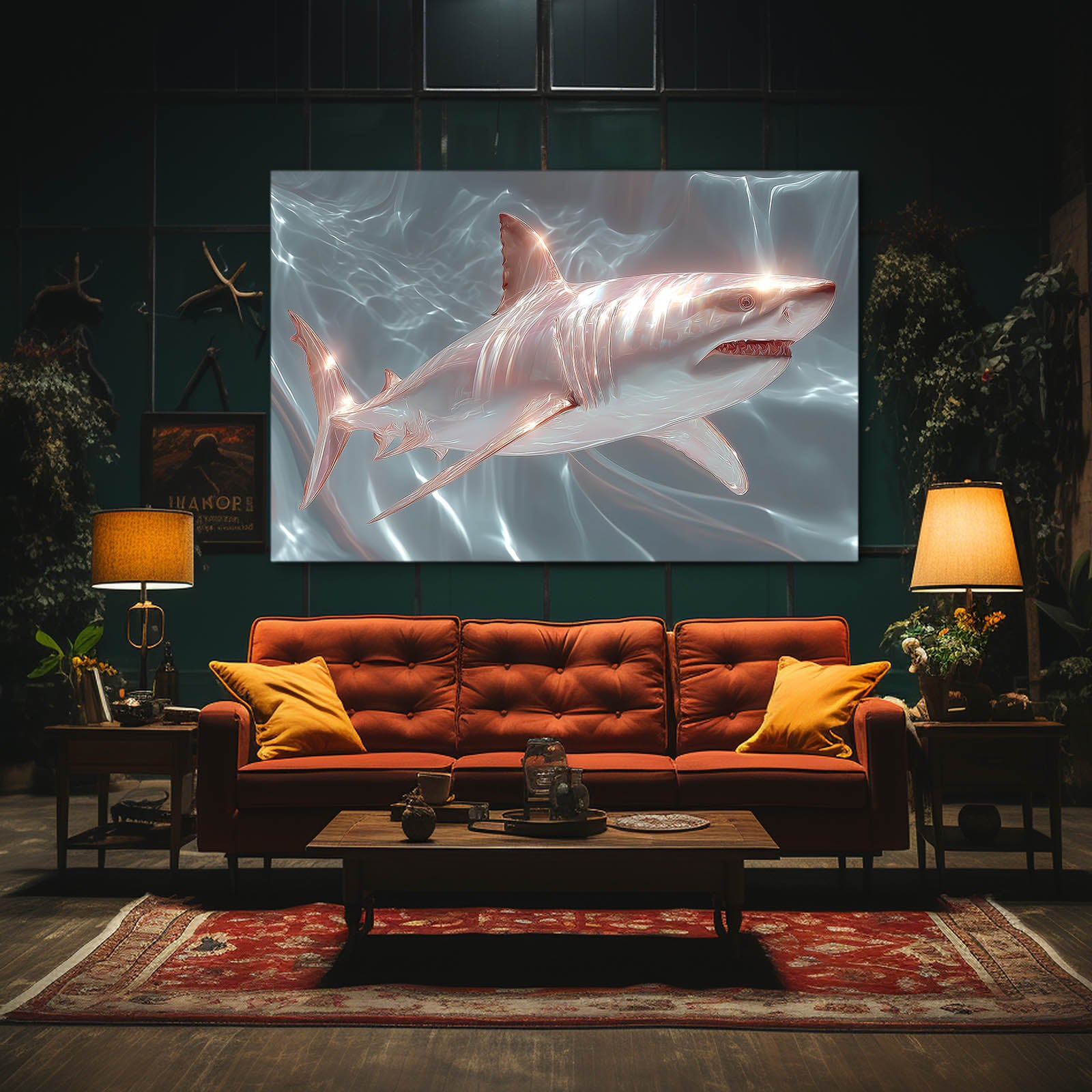 White Silk Shark Canvas – styled in a furnished interior