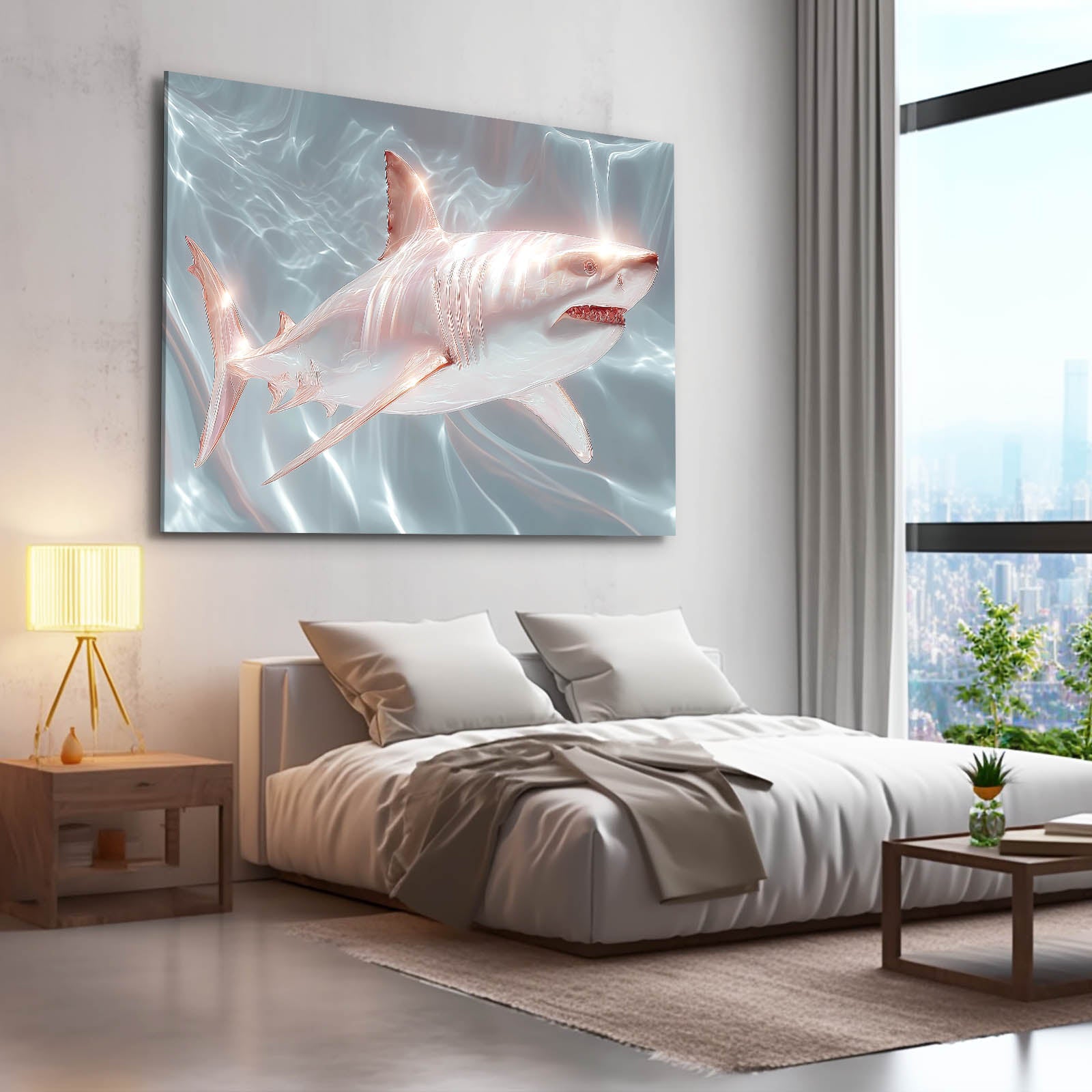 White Silk Shark Canvas – styled in a furnished interior