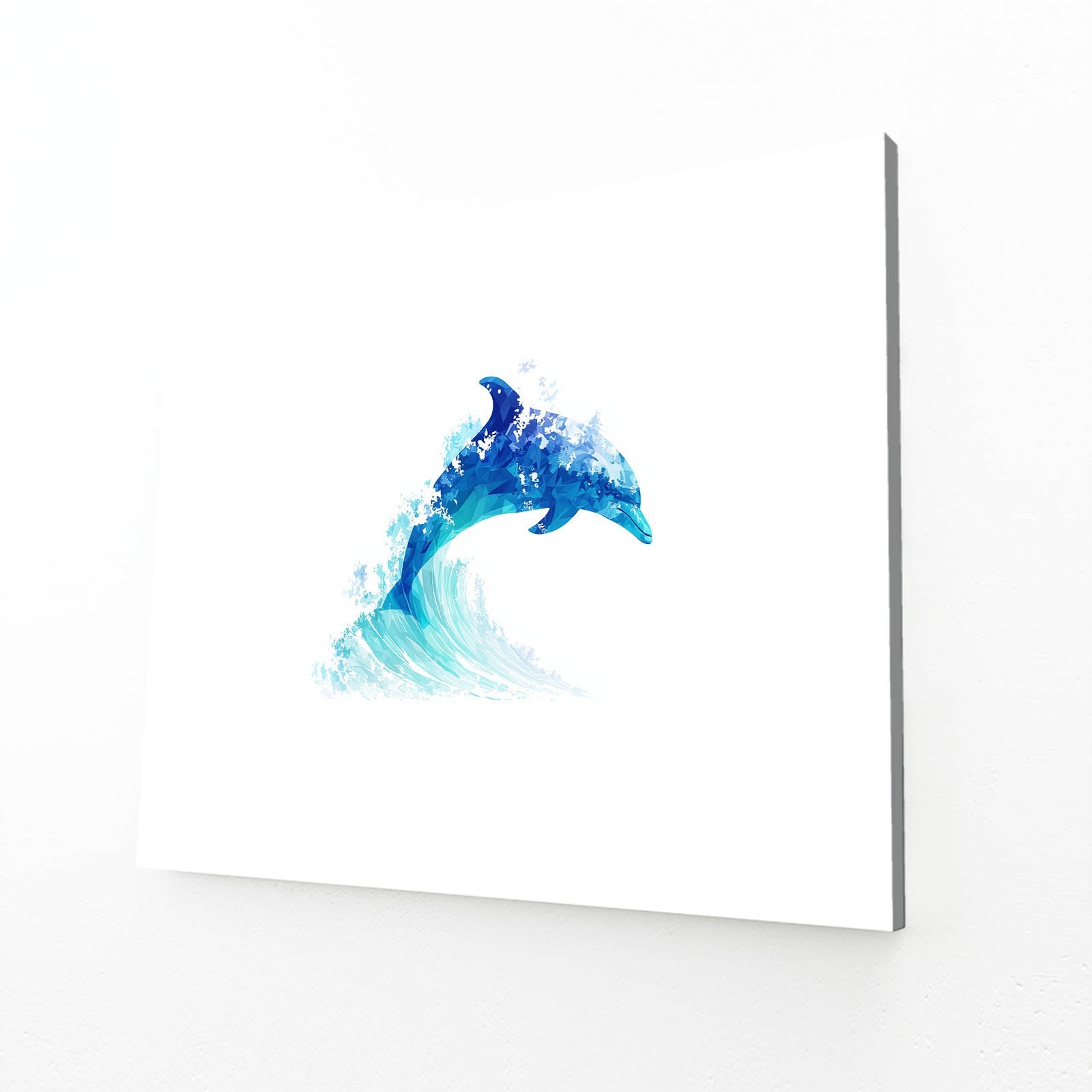 White Space Duo Dolphin Art – angled canvas view on white background