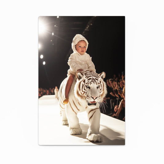 White Tiger Runway Wall Art — photography canvas print, angled canvas view on white background